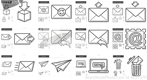 Image of Email line icon set.