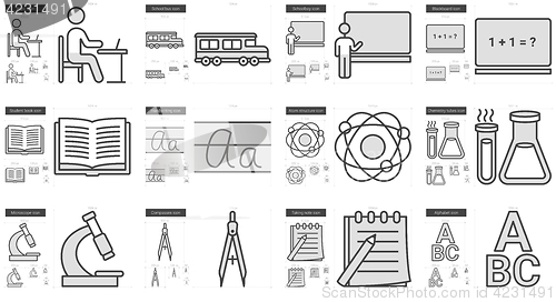 Image of Education line icon set.