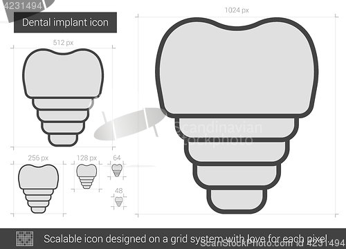 Image of Dental implant line icon.