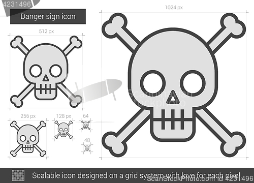 Image of Danger sign line icon.