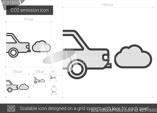 Image of CO2 emission line icon.