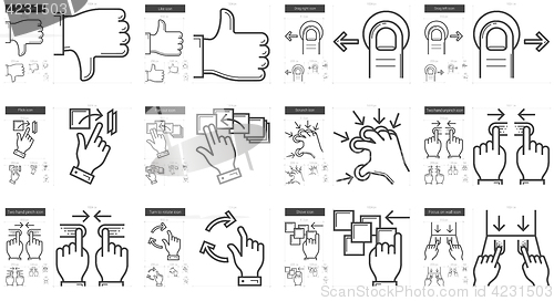 Image of Touch gestures line icon set.