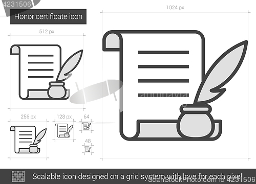 Image of Honor certificate line icon.