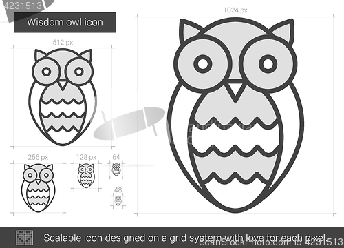 Image of Wisdom owl line icon.