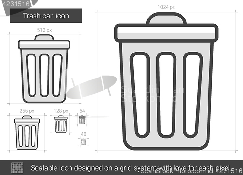 Image of Trash can line icon.