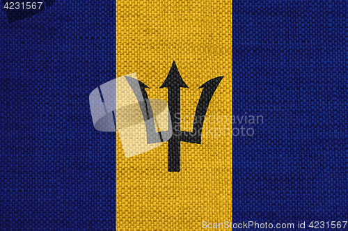Image of Flag of Barbados on old linen