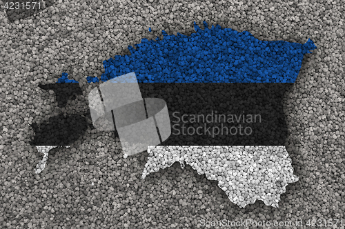 Image of Map and flag of Estonia on poppy seeds