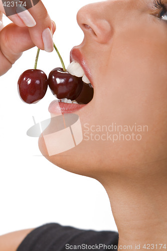 Image of Biting into a cherry