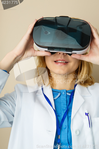 Image of Woman in mask virtual reality