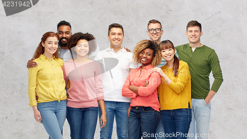 Image of international group of happy smiling people