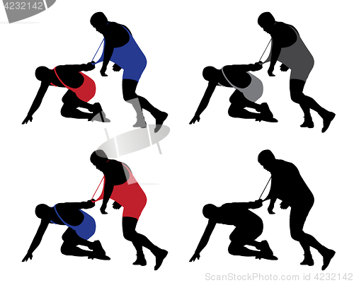 Image of Wrestler pulling opponent&#39;s uniform