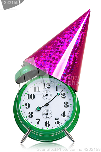 Image of Alarm clock with birthday cap