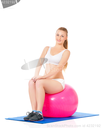 Image of Fitness woman with fitness-ball