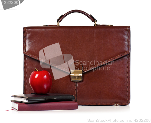 Image of Brown leather briefcase