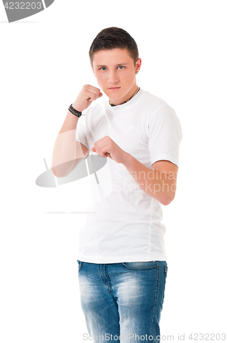 Image of Angry man holding fists