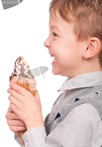 Image of Little boy with ice cream cone