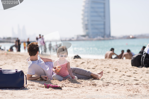 Image of Mom and daughter on the beach