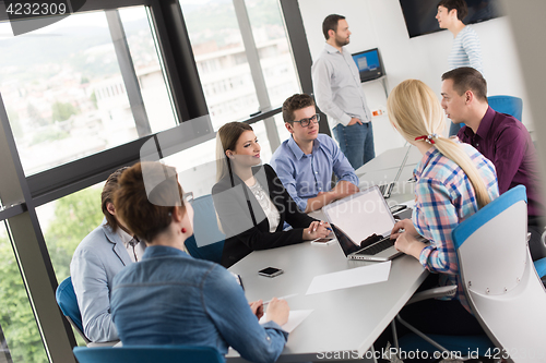 Image of Business Team At A Meeting at modern office building