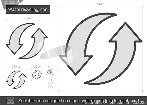 Image of Waste recycling line icon.