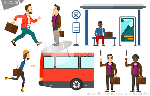 Image of Transportation vector set with people traveling.