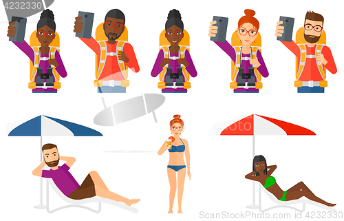 Image of Vector set of traveling people.