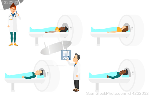 Image of Vector set of doctor characters and patients.