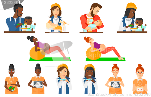 Image of Vector set of pregnancy and parenthood.