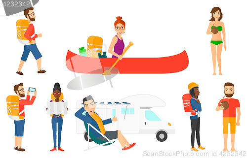 Image of Vector set of traveling people.