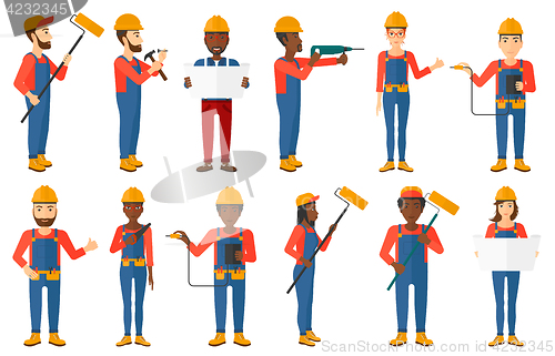 Image of Vector set of constructors and builders characters