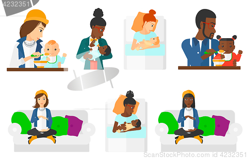 Image of Vector set of pregnancy and parenthood.