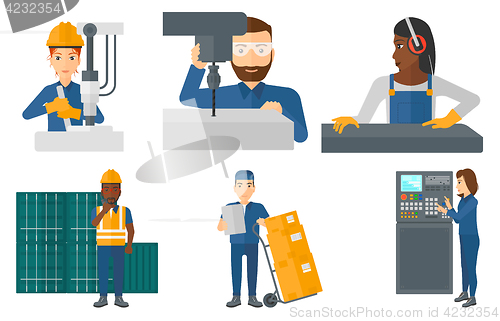 Image of Vector set of industrial workers.