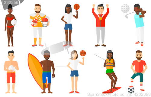 Image of Vector set of sport characters.