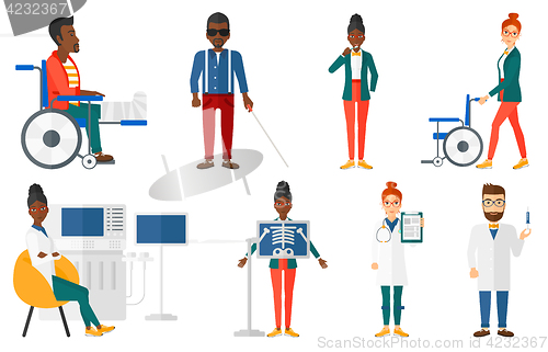 Image of Vector set of doctor characters and patients.