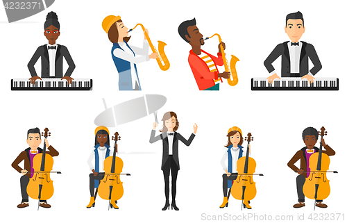 Image of Vector set of musicians people characters.
