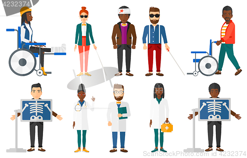 Image of Vector set of doctor characters and patients.