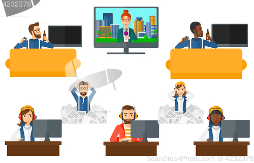 Image of Vector set of business characters and media people