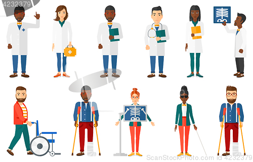 Image of Vector set of doctor characters and patients.