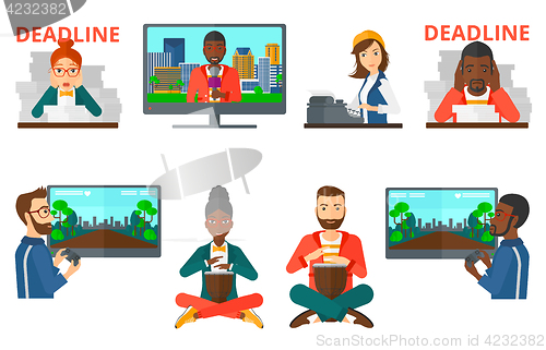 Image of Vector set of business characters and media people