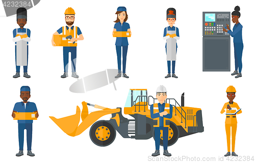 Image of Vector set of industrial workers.