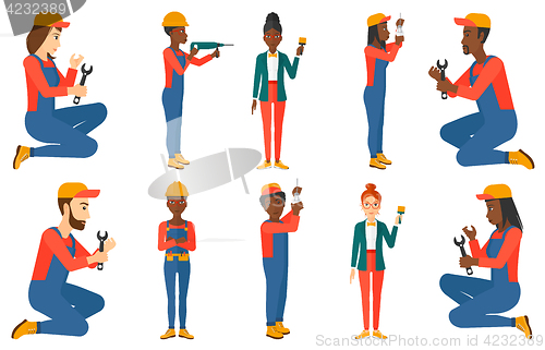 Image of Vector set of constructors and builders characters