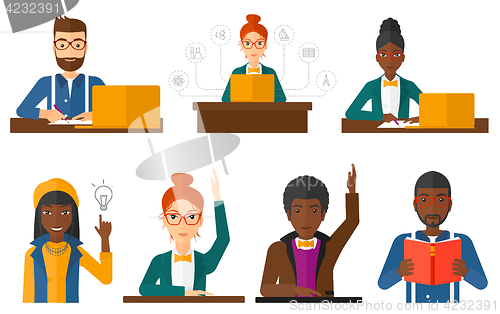 Image of Vector set of student characters.