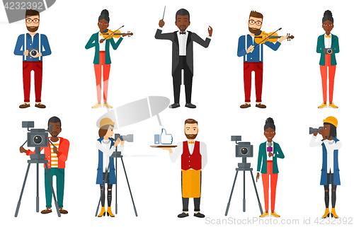 Image of Vector set of media people characters.