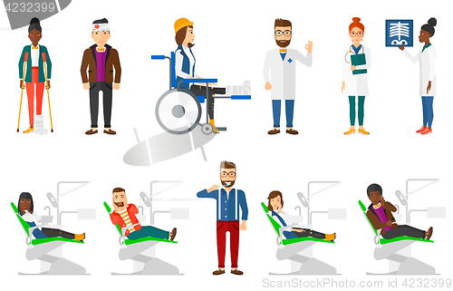 Image of Vector set of doctor characters and patients.