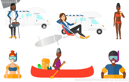 Image of Vector set of traveling people.