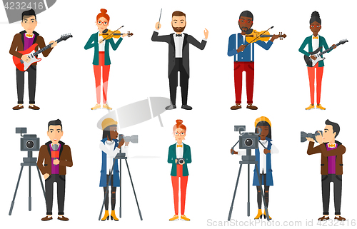 Image of Vector set of media people characters.