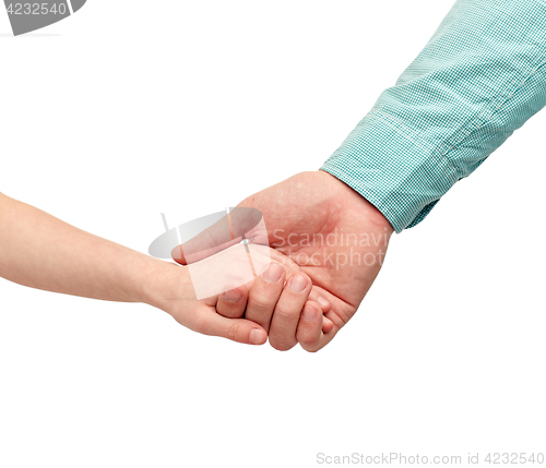 Image of happy father and child holding hands