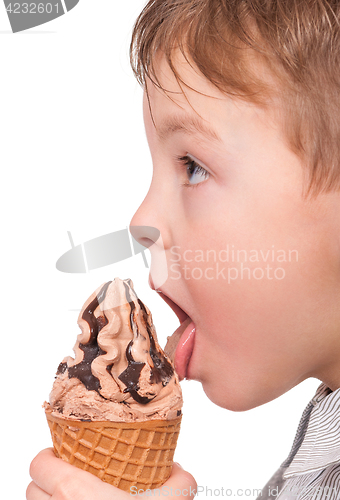 Image of Little boy with ice cream cone