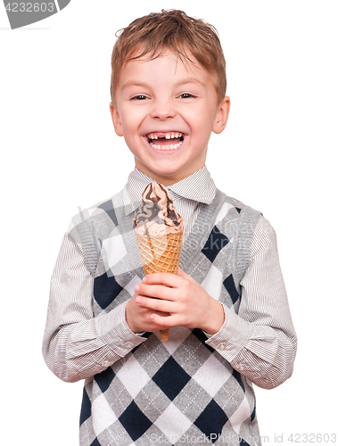 Image of Little boy with ice cream cone