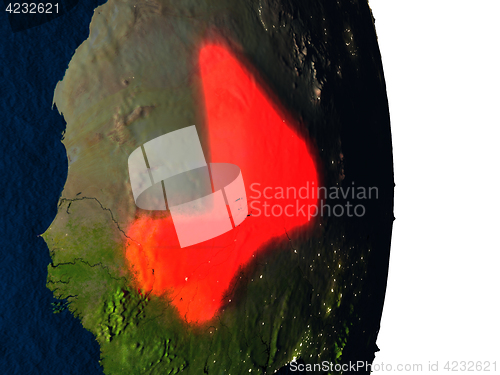 Image of Mali from space during dusk