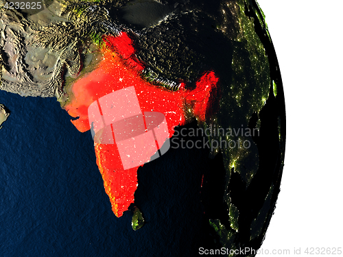 Image of India from space during dusk